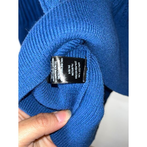 Betabrand  Womens Blue Ribbed Knit Hoodie Sweater L Large - Picture 7 of 11